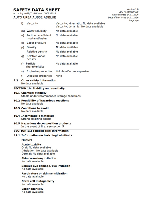 MSDS报告 AUS32（英文）