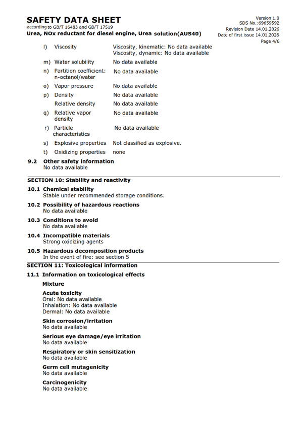 MSDS AUS40 报告(英文)